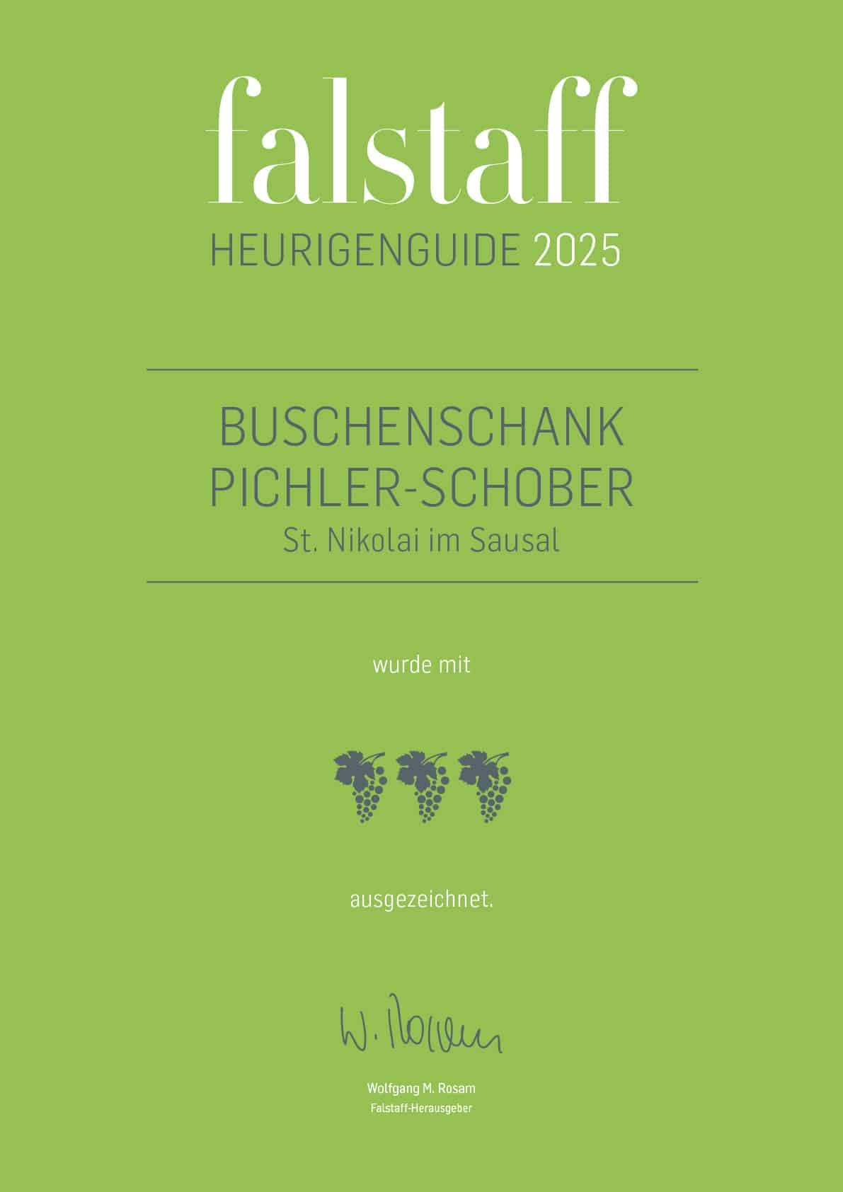 Falstaff Auszeichnung Heurigen- & Buschenschankguide 2025